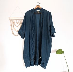 World Market Embroidered Lace Cocoon Kimono Robe